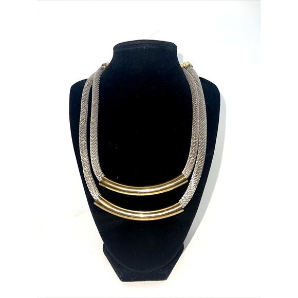 Necklace Gold & Silver Tone 18" Mesh Multi Strand Bar Pendant Jewelry B#8 - Picture 5 of 8